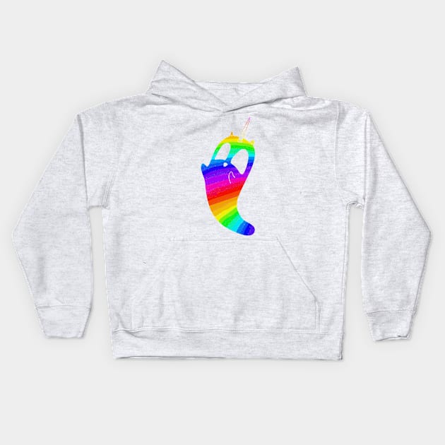 rainbow unicorn cat ghost Kids Hoodie by Surplusweird